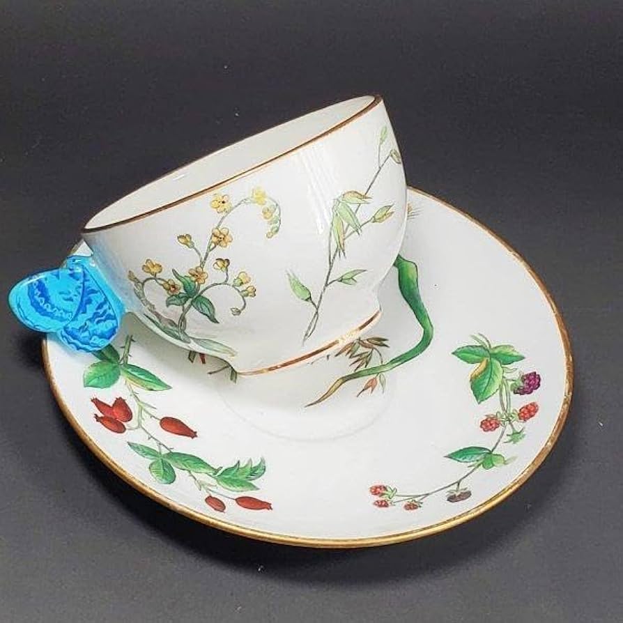 Amazon | 1900年前後 ミントン 草花絵 バタフライハンドル